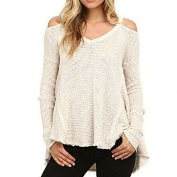 Free People Y2K Moonshine Waffle Knit Sweater Top Oversized Boho Western Small - Picture 1 of 12